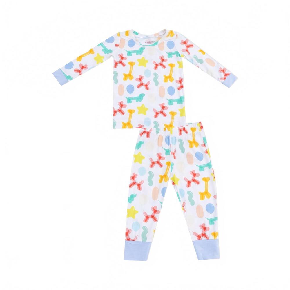NEW ANGEL DEAR girls long sleeve loungewear set in balloon animals blue